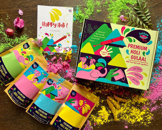 Natural Herbal Holi gulaal 4 colors; Lab-tested, Non-toxic, Taste-safe | Washable | Gift Set | Eco-friendly