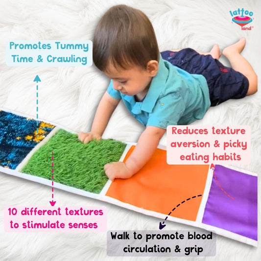 Infant Sensory Play Activity Mat | Autism Sensory Mat | Tummy Time Mat |Walk and explore mat | For 0-4 year old | 10 Textures