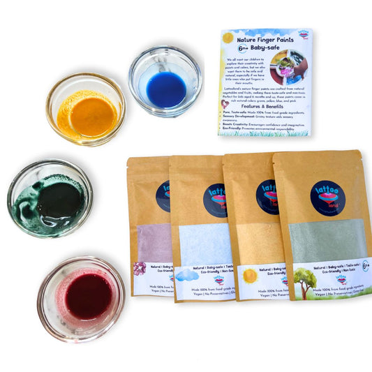 Natural Vegan Finger Paints for Babies & Toddlers – 100% Plant-Based, Taste-Safe, Non-Toxic, Washable (Set of 4 Colors)