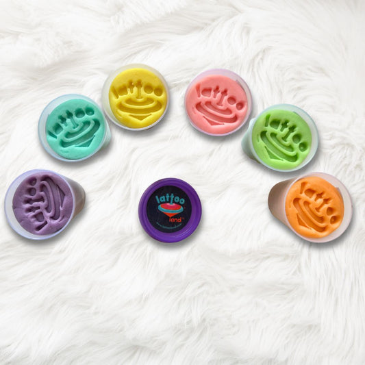 Close-up of Lattooland's soft, non-toxic pastel clay dough. Safe for kids aged 3-5, ideal for hands-on crafting, sculpting, and sensory development.