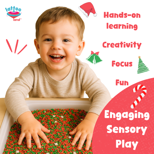 Christmas Sensory Bin Filler 2LB | Non -Toxic, Taste-Safe Colored Rice for Toddlers | Holiday Sensory Play Material for Kids | Montessori Christmas Activity