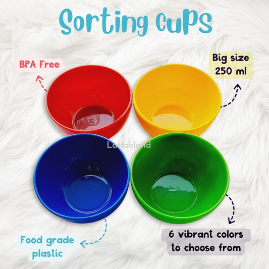 Bright and durable colour sorting cups for toddlers' sorting and matching activities .Sorting color activity cups for kids