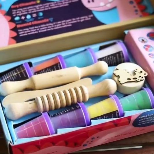 A complete set of vibrant, non-toxic dough with essential tools for creative play and sensory development. play doh clay set and unique gifts for 3 year olds