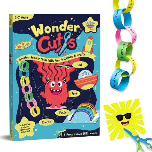 Art and craft scissor skills activity kit for kids with child-safe cutting activities