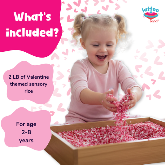 Valentine rice sensory activity designed for hands-on sensory play