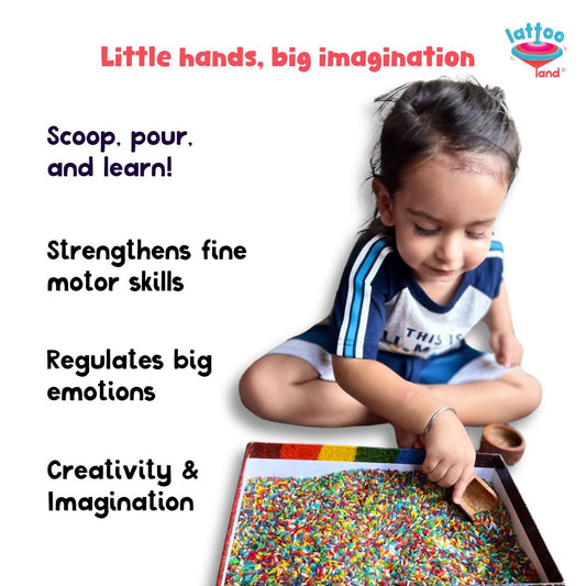 Rainbow rice sensory bin filler for kids with vibrant multicolor rice