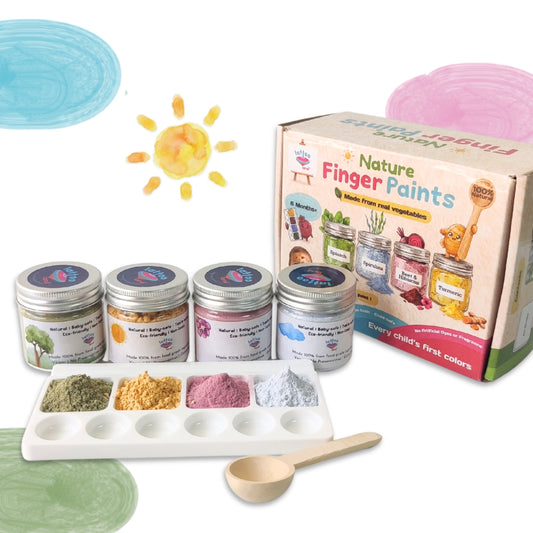 Natural vegan finger paints for babies and toddlers – set of 4 colors
