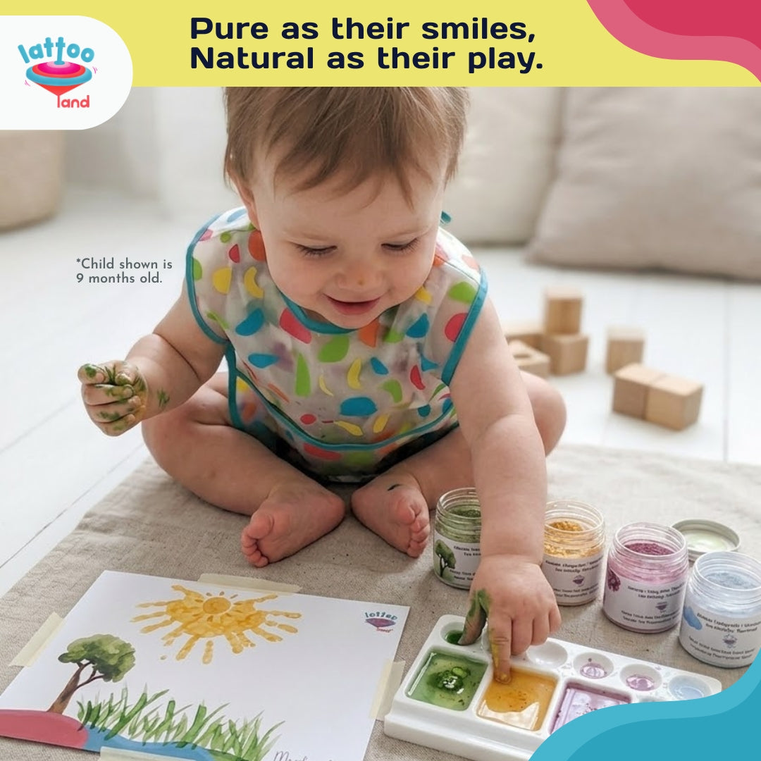 Taste-safe finger painting set for first art activities