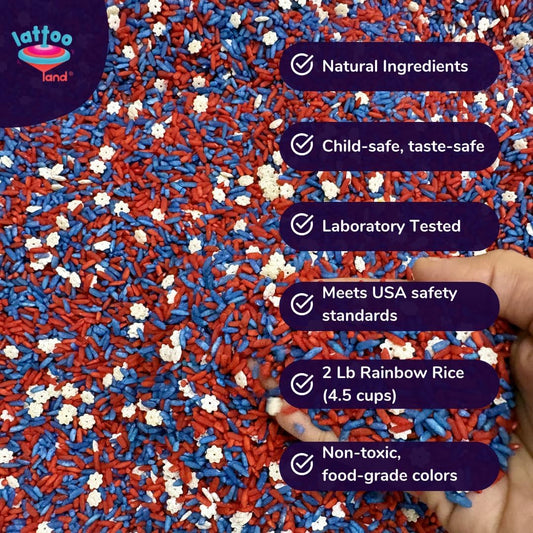 Patriotic Sensory Rice for Kids | 2LB | Non-Toxic Independence Day Sensory Play | 4th of July Activities for Toddlers & Preschoolers | Montessori Sensory Table Filler