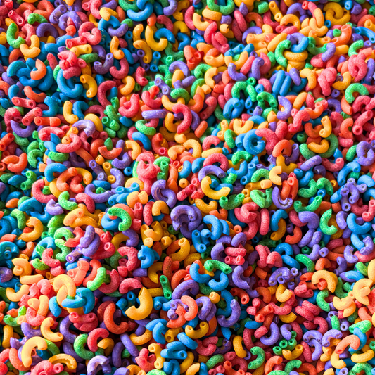 Sensory pasta colored elbow pasta for play