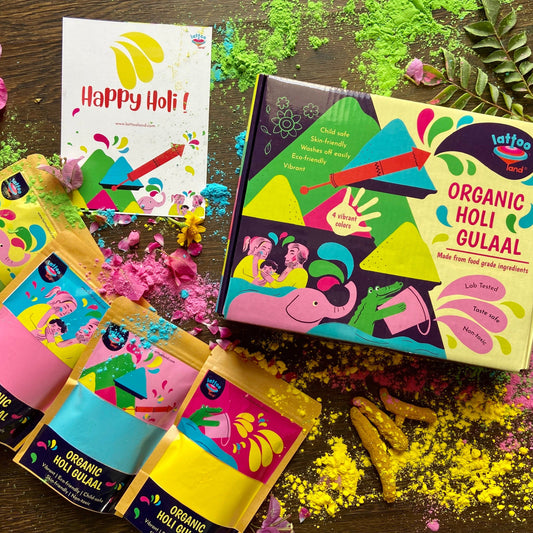 Organic Herbal Holi gulaal 4 colors; Lab-tested, Non-toxic, Taste-safe | Washable | Gift Set | Eco-friendly