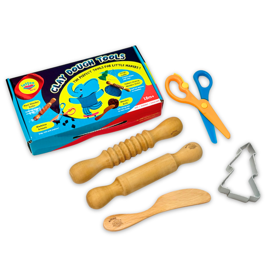 5-Piece PlayDough Tools Set for Kids | Wooden Playdough Tools | Multi-purpose | Sensory Play Dough accessories