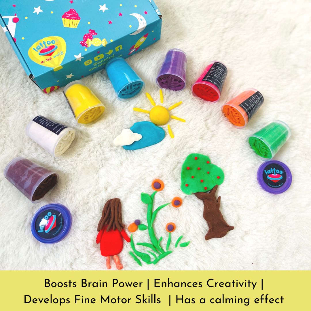 An assortment of modeling clay in 8 bright colors, designed for sensory play materials and DIY dough activities. This play dough for kids enhances fine motor skills and provides a fun way to learn through play.