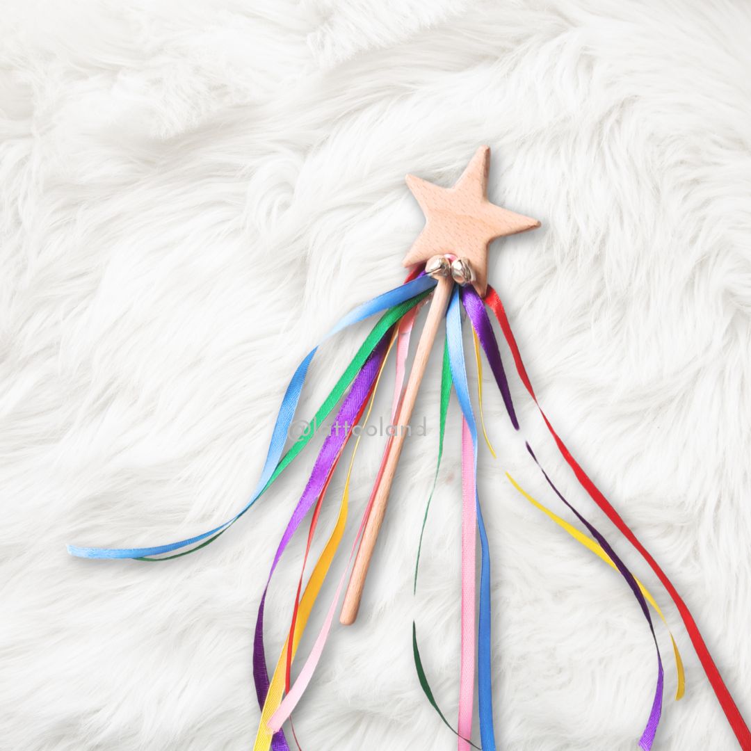 Wooden Wizard Fairy Wand, perfect for pretend play and storytelling. A magical wooden wand designed for imaginative play and fun DIY crafts for kids.