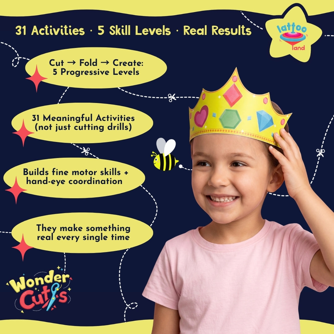 Child-safe scissors learning activity for developing cutting confidence and coordination