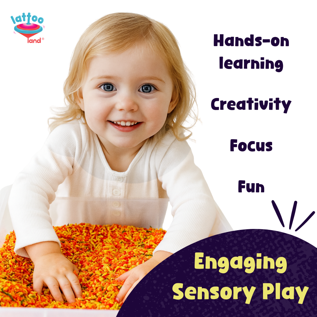 Rice sensory play activity for kids inspired by fall and autumn colors.