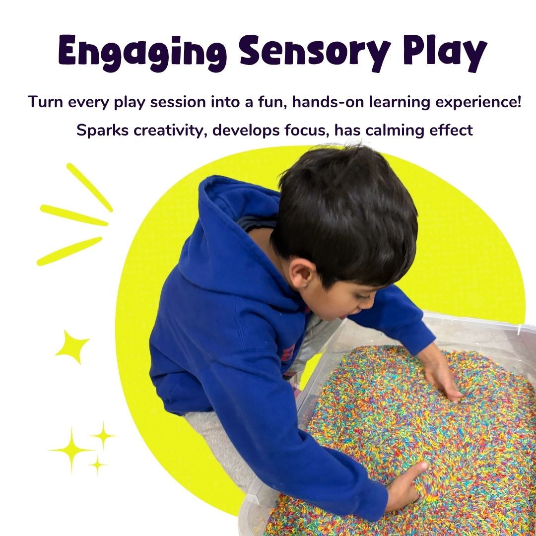 Montessori-inspired sensory rice filler that is child-safe and encourages open-ended play.