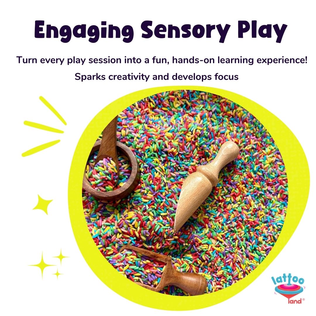 Close-up of rainbow rice showing vibrant red, blue, yellow, and green rice