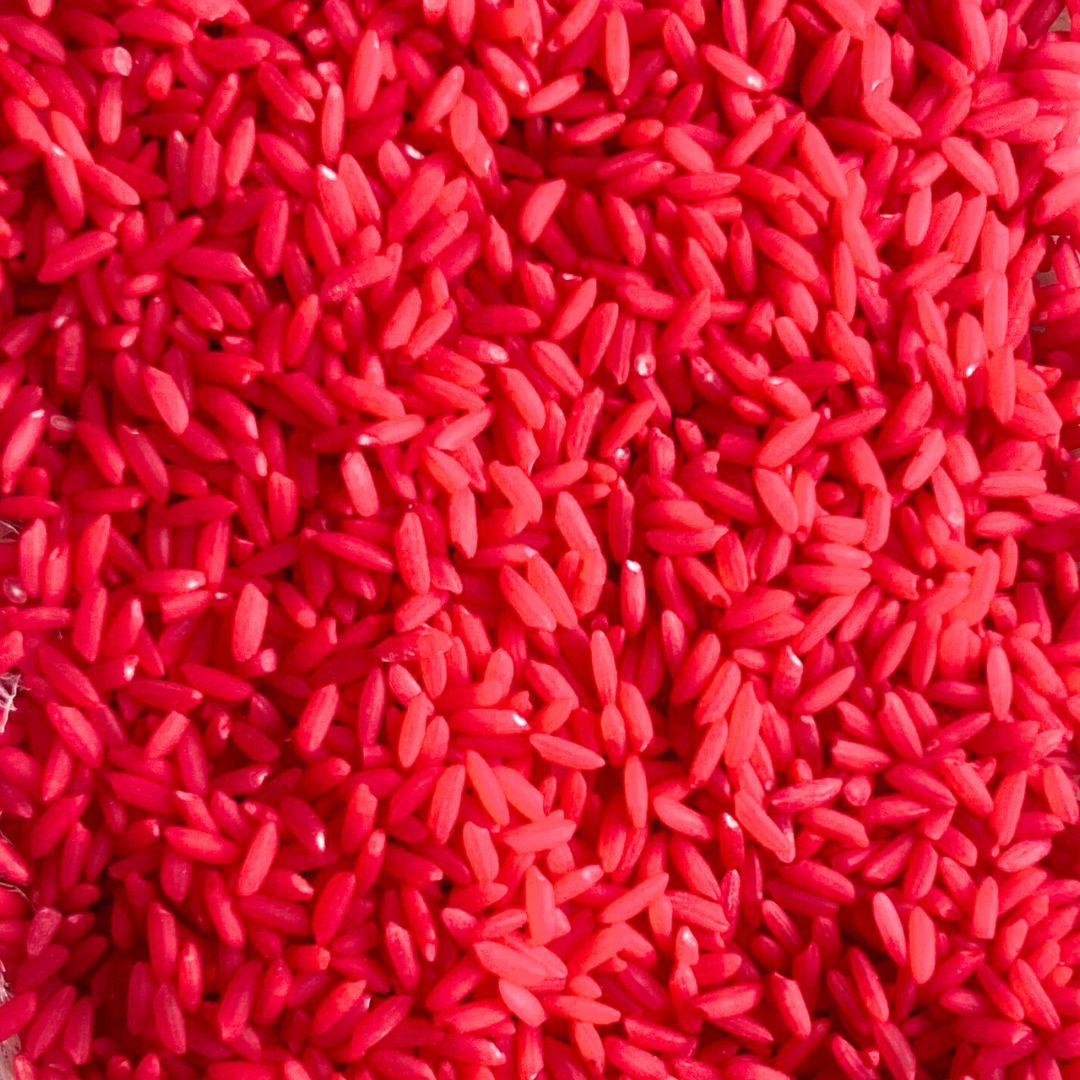 Non-toxic red color rice for preschool learning and fine motor skills