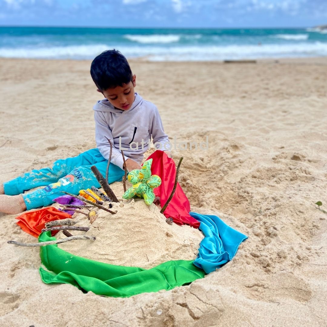 Soft silk play scarf for toddlers to support sensory development
