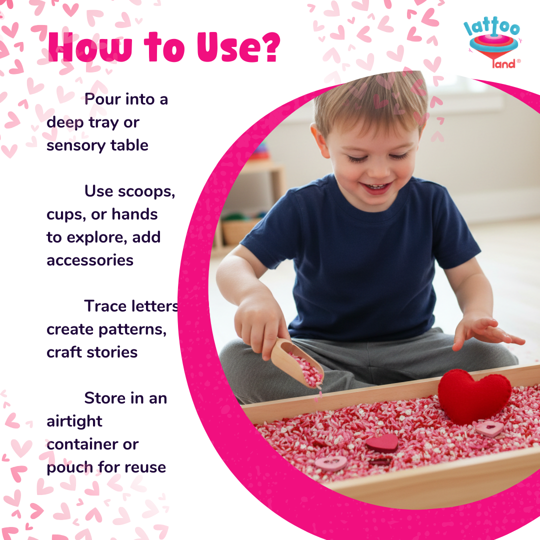 Valentine’s Day sensory bin fillers and Valentine sensory play kit for kids