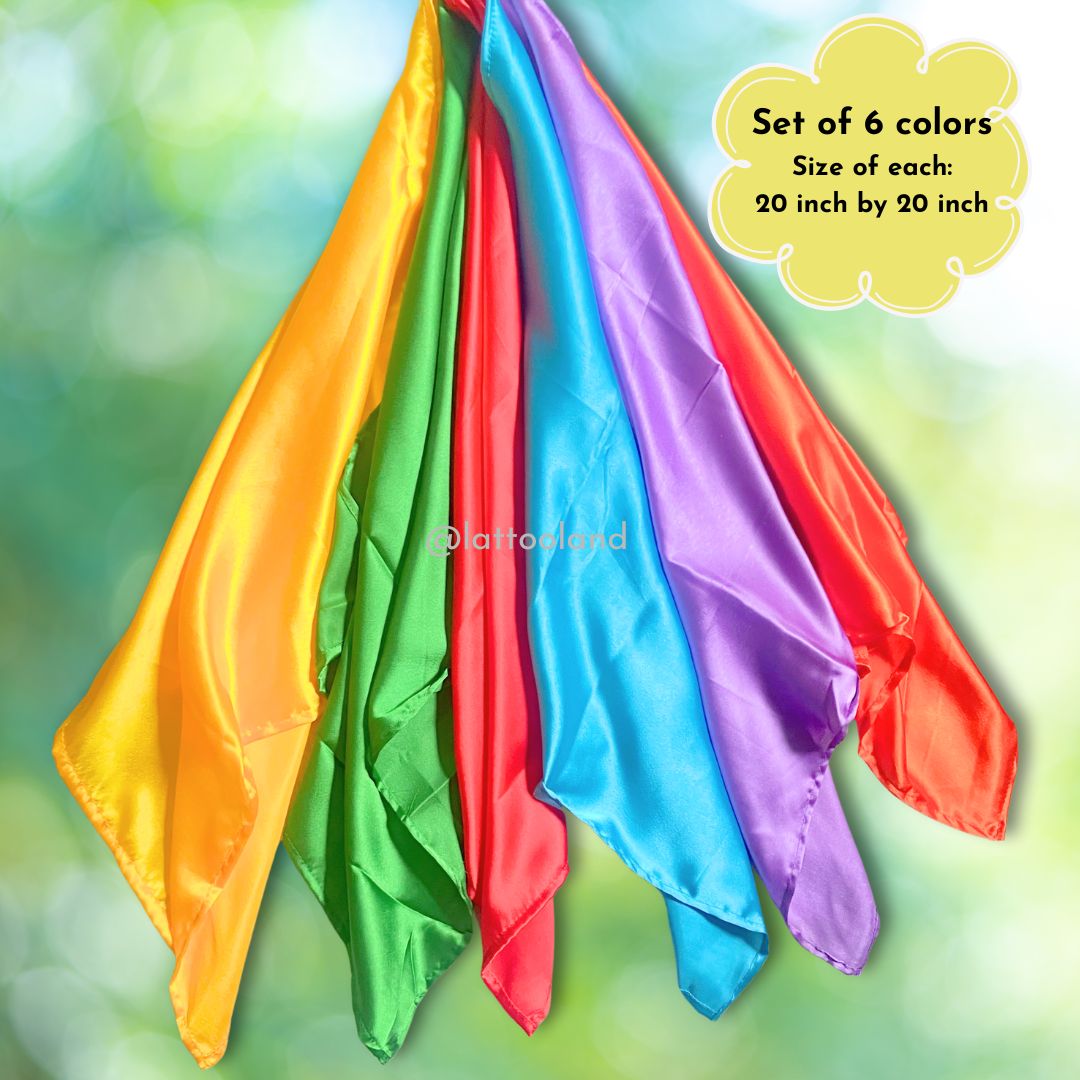 Vibrant rainbow silk scarf sensory toy for toddlers